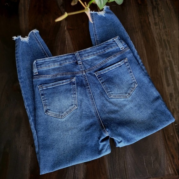 Vanilla Star Dark Wash High Rise Skinny Ankle Jeans - Picture 3 of 7